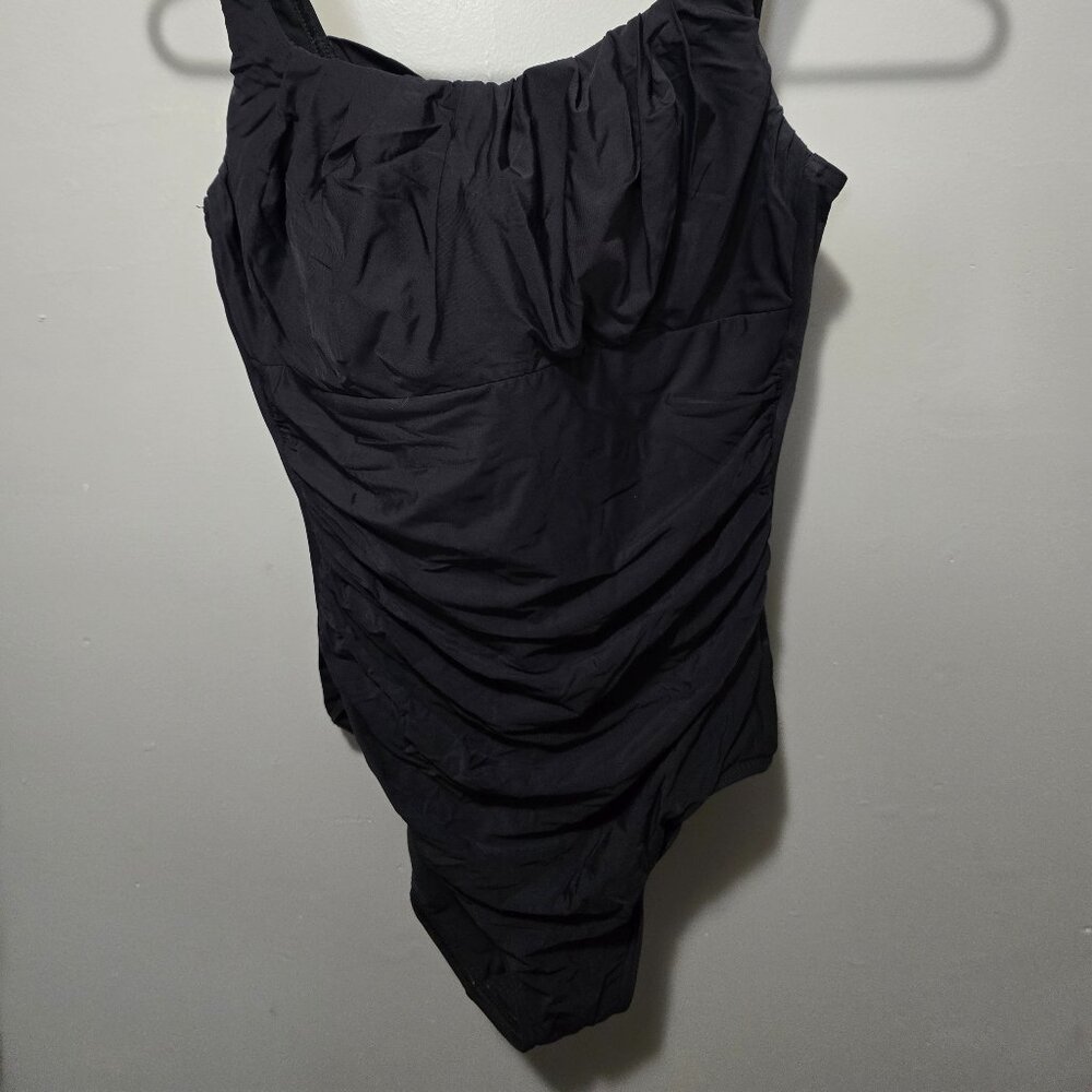 Lands' End Black One piece Swim Bathing Suit Womens size 10